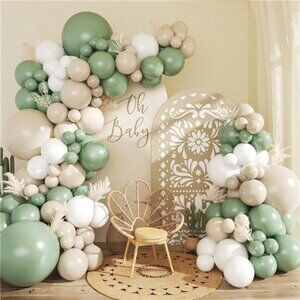 Sage Green White Balloon Garland Arch Kit Birthday Baby Shower Wedding Decor